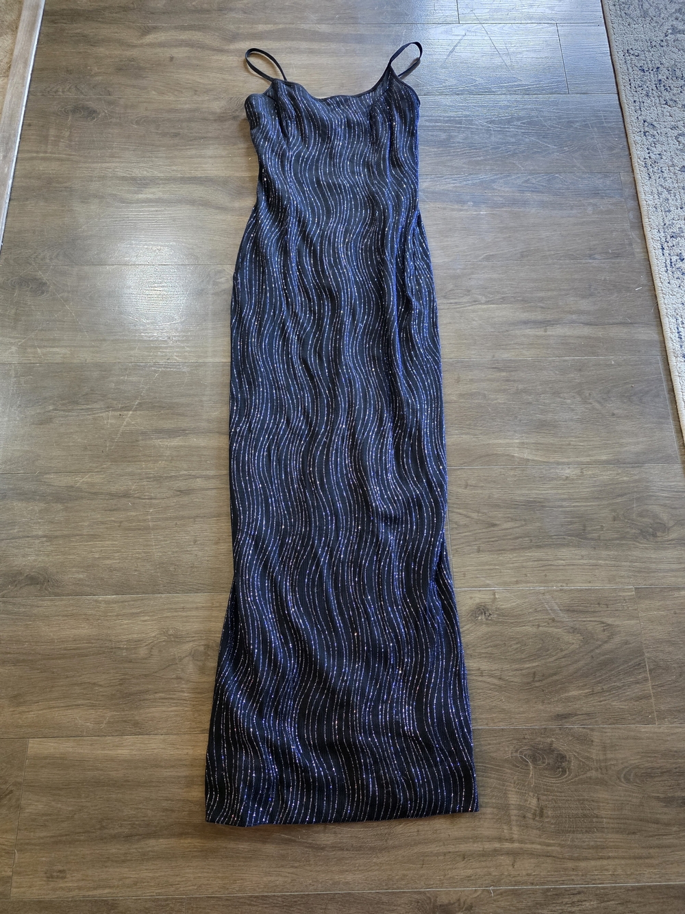 Scott McClintock Black Metallic Rayon Column Maxi Dress Sz 10